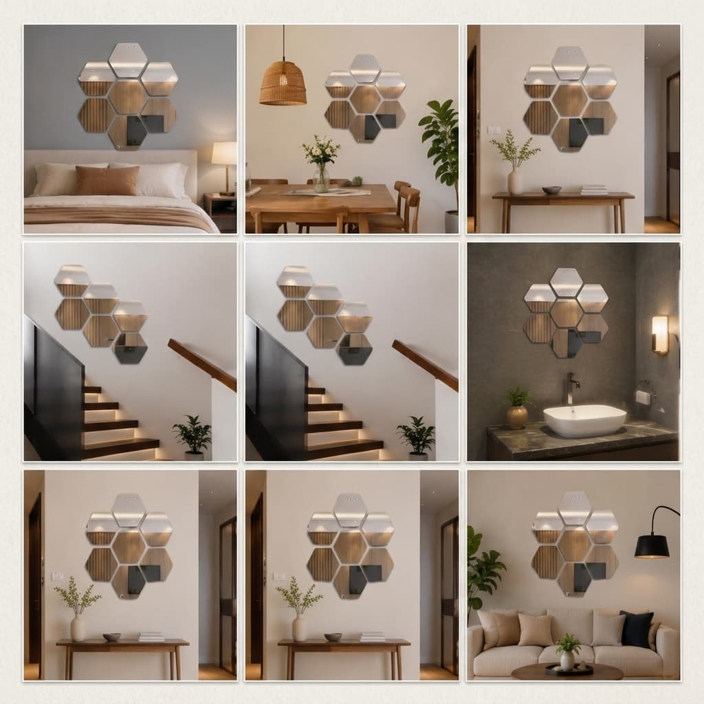 3D Hexagon Mirror Wall Stickers